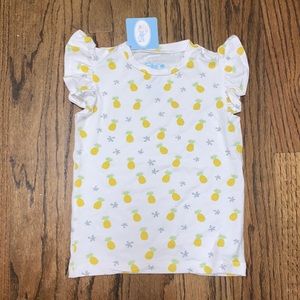 NWT Coco Moon Toddler Girls Flutter Sleeve Tee Pineapple Print, Size 2T